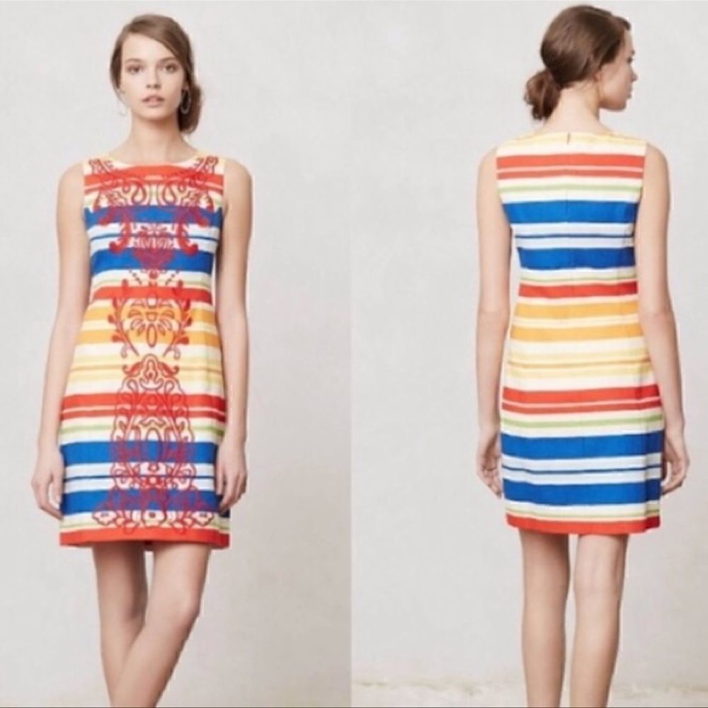Anthropologie - colorful dress with embroidery- Tabitha Dress